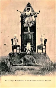 La Troupe Karakallas, 1910 (1 Spitz und 2 Samojeden) 01