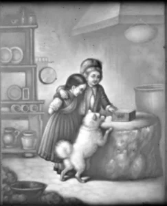 Lithophanie (Heyroth Porzellanmalerei) 1844-1850   ,,Die geheimnisvolle Kiste''