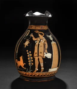 Oinochoe, rotfigurig, Athen, 4. Jh. v. Chr., aus Ash, © Britisches Museum [Die gleiche, wie auf nebenstehender Abbildung, aber der Spitz ist schlechter zu sehen]