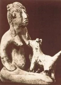 Olmekische Ton-Skulptur, Tlatilco (Mexiko), ca. 1.300-800 v. Chr., Aufbewahrungsort unbekannt