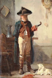 Vautier, Benjamin (1829-1898) JJJJ Wartender Mann mit Regenschirm