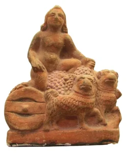 Wagen (Bige) mit zwei Melitäern, die ein Kind ziehen (Alexandria, römische Zeit, © D. Meeks)