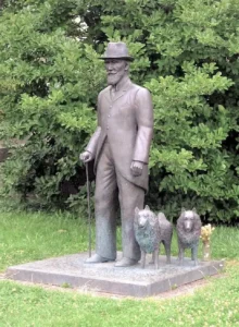 Wilhelm II. mit seinen Hunden vor dem Stuttgarter Wilhelmspalais (Hermann-Christian Zimmerle, 1991), Abb. 01