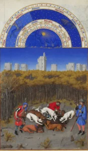 12 Les Très Riches Heures du duc de Berry (Frères Limbour) - Décembre