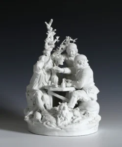 Gruppe von Kartenspielern (Biskuitporzellan), Hersteller ..Oud-Loosdrech'' unter Johannes de Mol, Niederlande, um 1778-84. Abb. 01