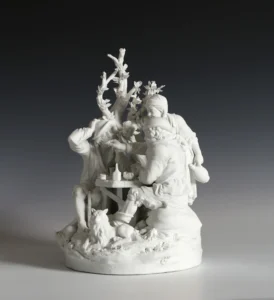 Gruppe von Kartenspielern (Biskuitporzellan), Hersteller ..Oud-Loosdrech'' unter Johannes de Mol, Niederlande, um 1778-84. Abb. 03