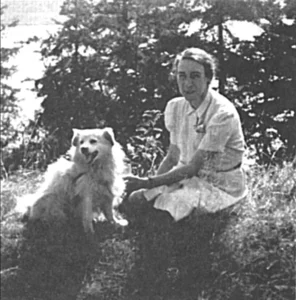 Spitz Olaf mit seiner Besitzerin, USA